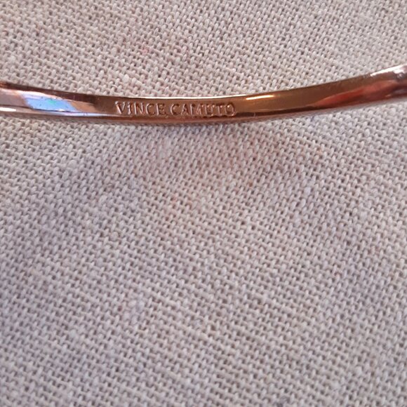 Vince Camuto Dark Shiny Bronze Rhinestone Channel Set Oval Bangle - Picture 8 of 10